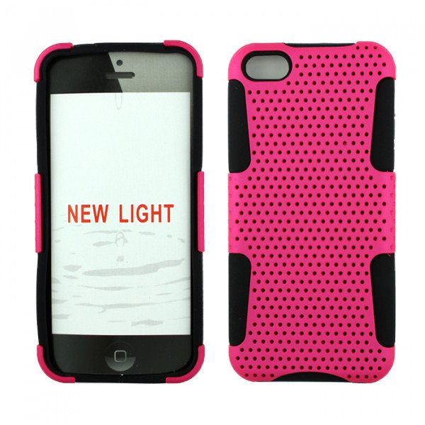 Wholesale iPhone 5C Mesh Hybrid Case (Hot Pink - Black)